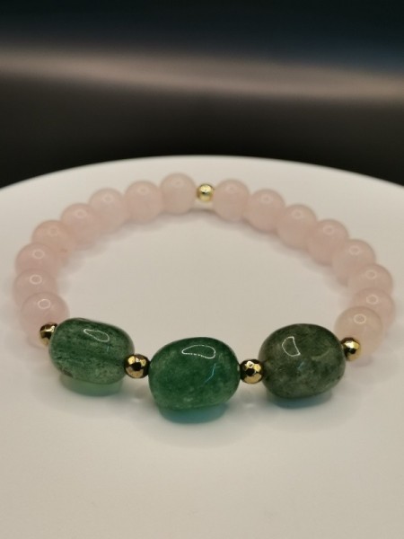 AVENTURİN VE PEMBE KUVARS BİLEKLİK