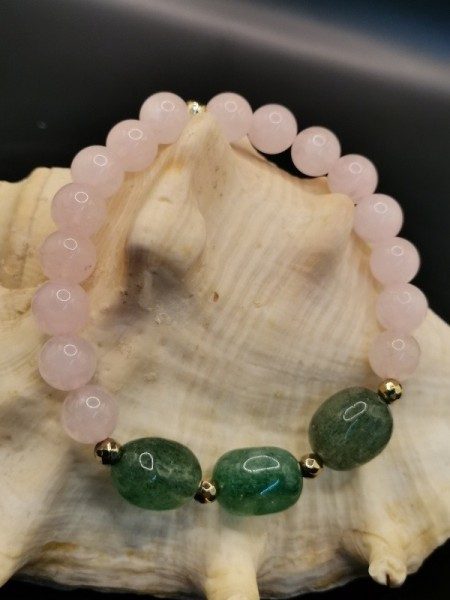 AVENTURİN VE PEMBE KUVARS BİLEKLİK